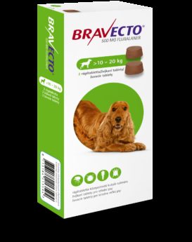 Bravecto Dog M 500 mg žuvacie tablety pre stredne veľké psy ( od 10 do 20 kg )
