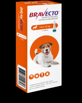 Bravecto Dog S 250 mg spot-on roztok pre malé psy ( od 4,5 do 10 kg )