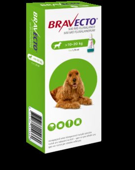 Bravecto Dog M 500 mg spot-on roztok pre stredne veľké psy ( od 10 do 20 kg )
