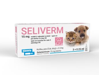 SELIVERM 15 mg roztok k nakapání na kůži – spot-on pro kočky S a psy XS