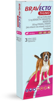 BRAVECTO TriUNO žvýkací tablety pro psy (> 40-60 kg)