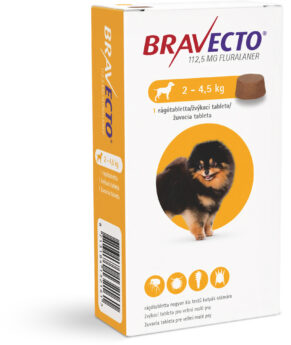Bravecto Dog XS 112,5 mg žuvacie tablety pre veľmi malé psy ( od 2 do 4,5 kg )