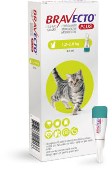 Bravecto Plus S Cat 112,5 mg / 5,6 mg roztok pro nakapání na kůži - spot-on pro malé kočky (1,2-2,8 kg)